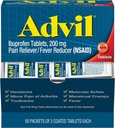 Advil Ibuprofen tabletten, 200 mg pijnstiller/koortsreducer (NSAID), 100 tabletten (50 verpakkingen van 2 tabletten)
