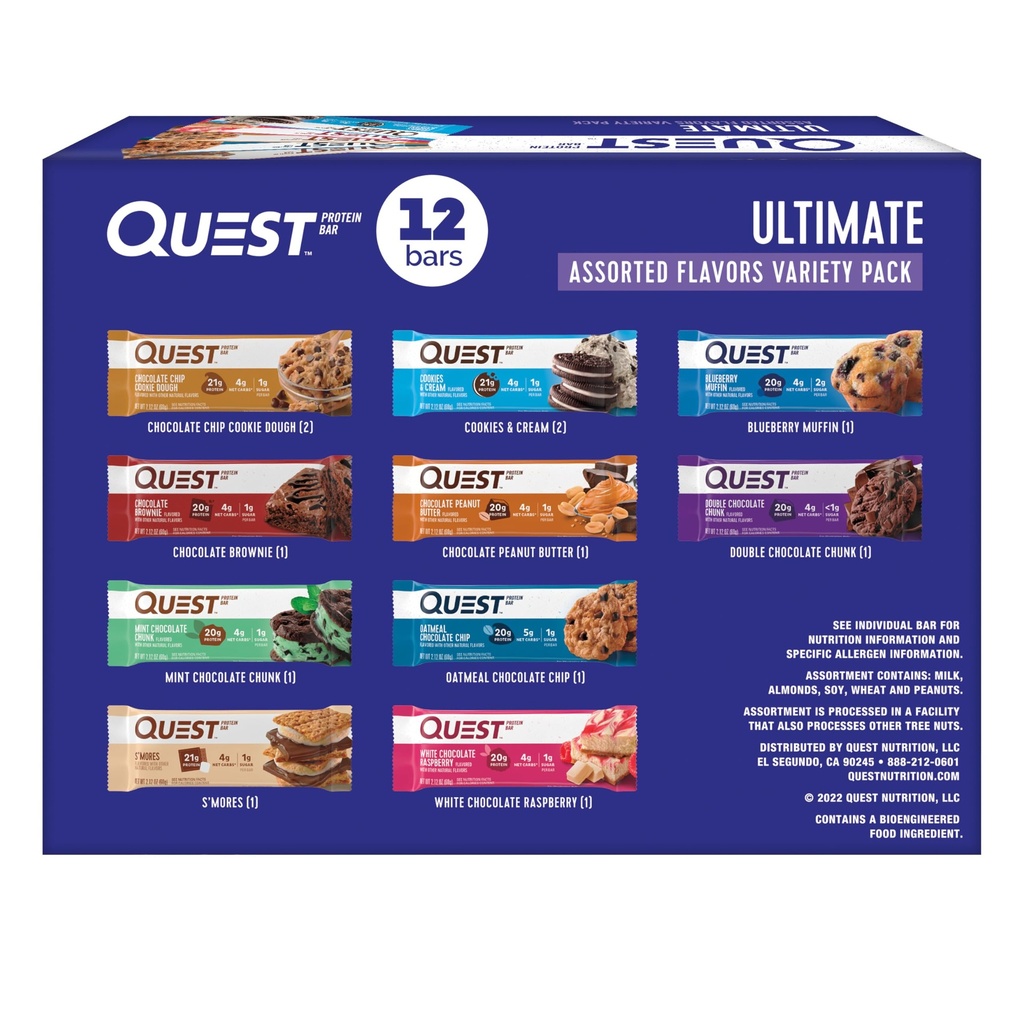 Quest Nutrition Ultimate Variety Pack Proteïnerepen, hoog eiwit, laag vel, Glutenvrij, Keto vriendelijk, 12 Tellen