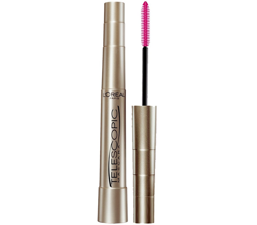 L'Oreal Paris Make-up Telescopische originele verlenging, Lash Scheiden Mascara met dubbele precisieborstel, Wasbaar, Zwartste Zwart, 0,27 Fl Oz., 1 Telling