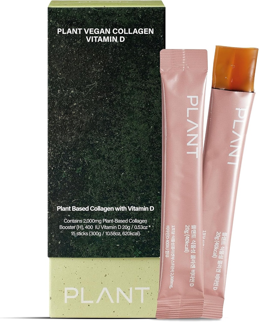 Vegan Collageen met vitamine D3 (15 Sticks) - Plant-Based Collageen Jelly Supplement, Low-molecular Collageen Peptides, Koreaanse huidverzorging. Citrus Yuzu Flavor.