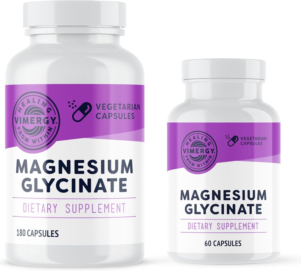 Vimergy Magnesium Glycinate (180 capsules) en (90 capsules) Bundel