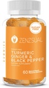ZENZSUAL Kurkuma, Gember en Zwarte Pepper Gummies - Suikervrij Dieetsupplement - Immune Support, Gezonde Huid, Gezamenlijke Gezondheid, Strijd Zwelling Natuurlijk (60 Natuurlijke Peach Flavored Gummies)