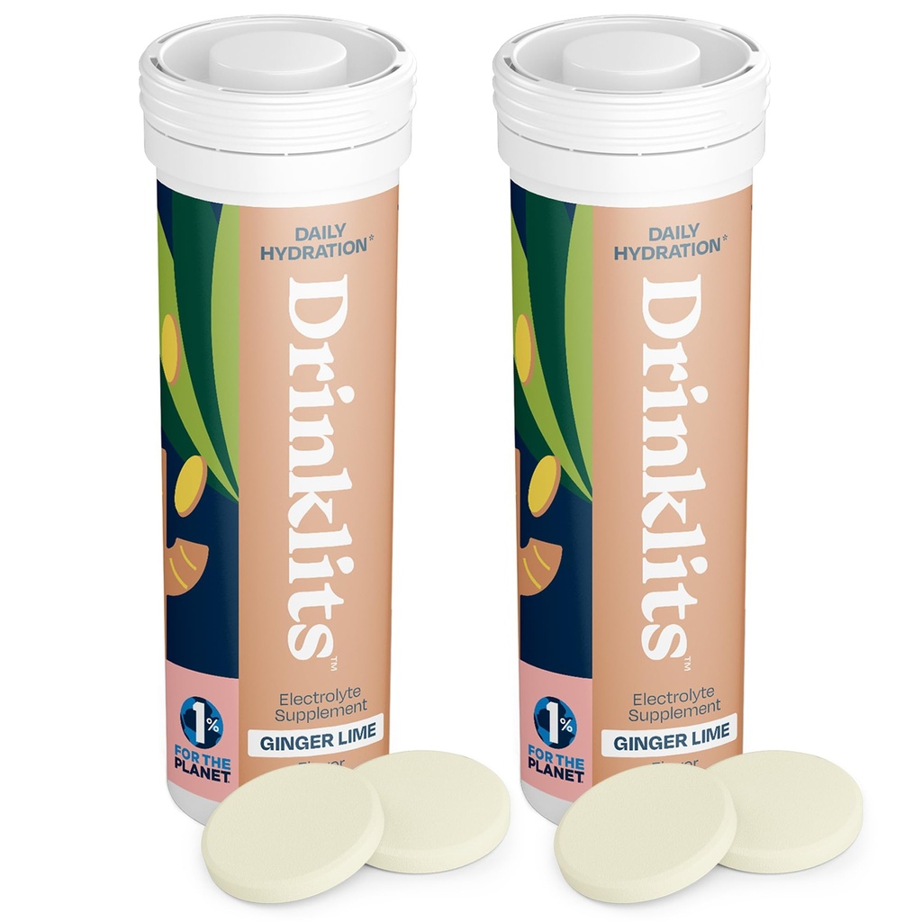 Drinklits Ginger-Lime Daily Hydration Tablets (2) Tube Bundle 