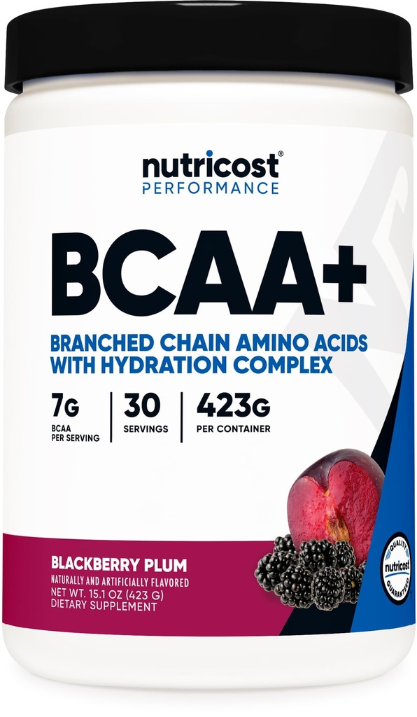 Nutricost BCAA actief met Glutamie, Citrulie en Kokoshydration Powder (BlackBerry Plum) 30 porties - Branched Chain Amino Acids with Hydration Complex - Glutenvrije, Non-GMO