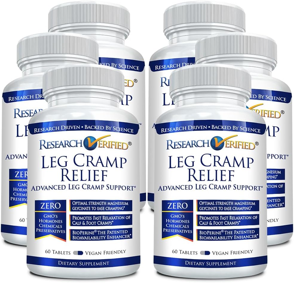 Onderzoek Geverifieerde beenkrampen - Magnesium, B Vitaminen, Gember, Kamille, BioPerine - Oplage Ondersteuning - Vegan - 6 maanden Levering