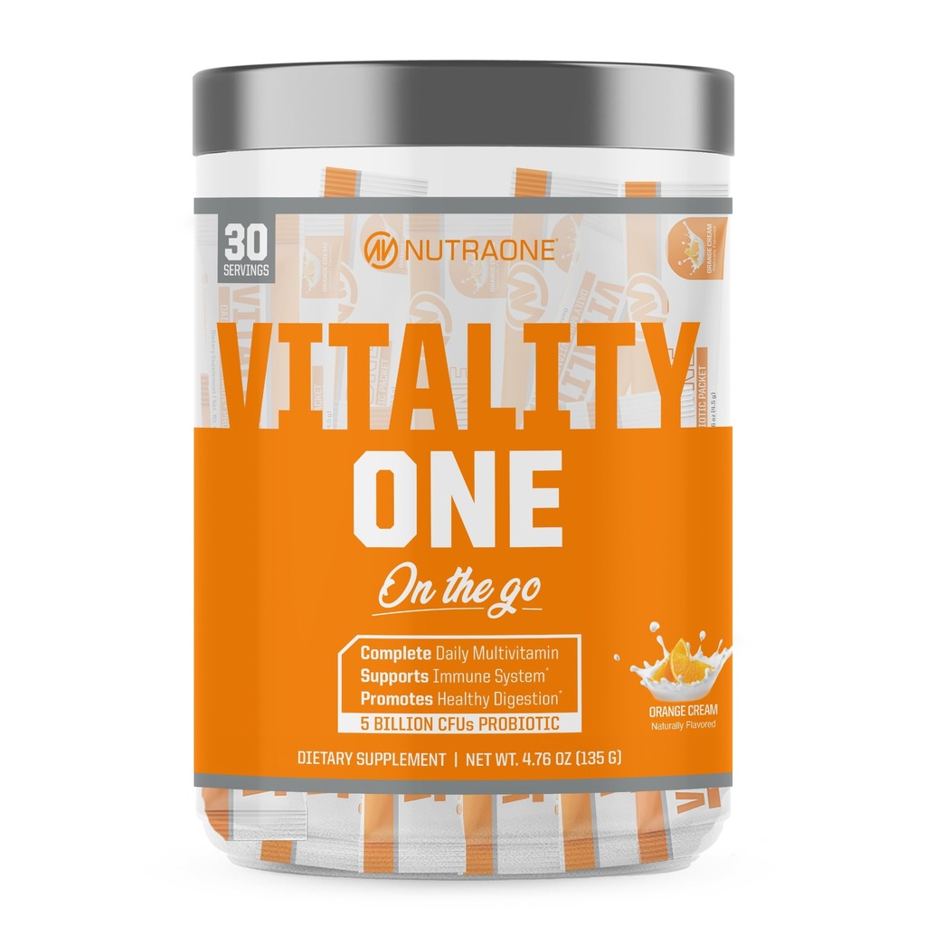 NutraOne VitalityOne On The Go Complete Multivitamine, Probiotic en Enzyme Blend Orange Cream 