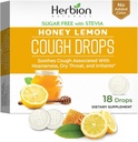 HERBION Naturals Cough Drops, Sugar-Free met Stevia, Dieetsupplement, Soothes Hoest, voor volwassenen & kinderen ouder dan 6 jaar, 25 druppels Elke (18 telling (pakket van 1), honingcitroen)