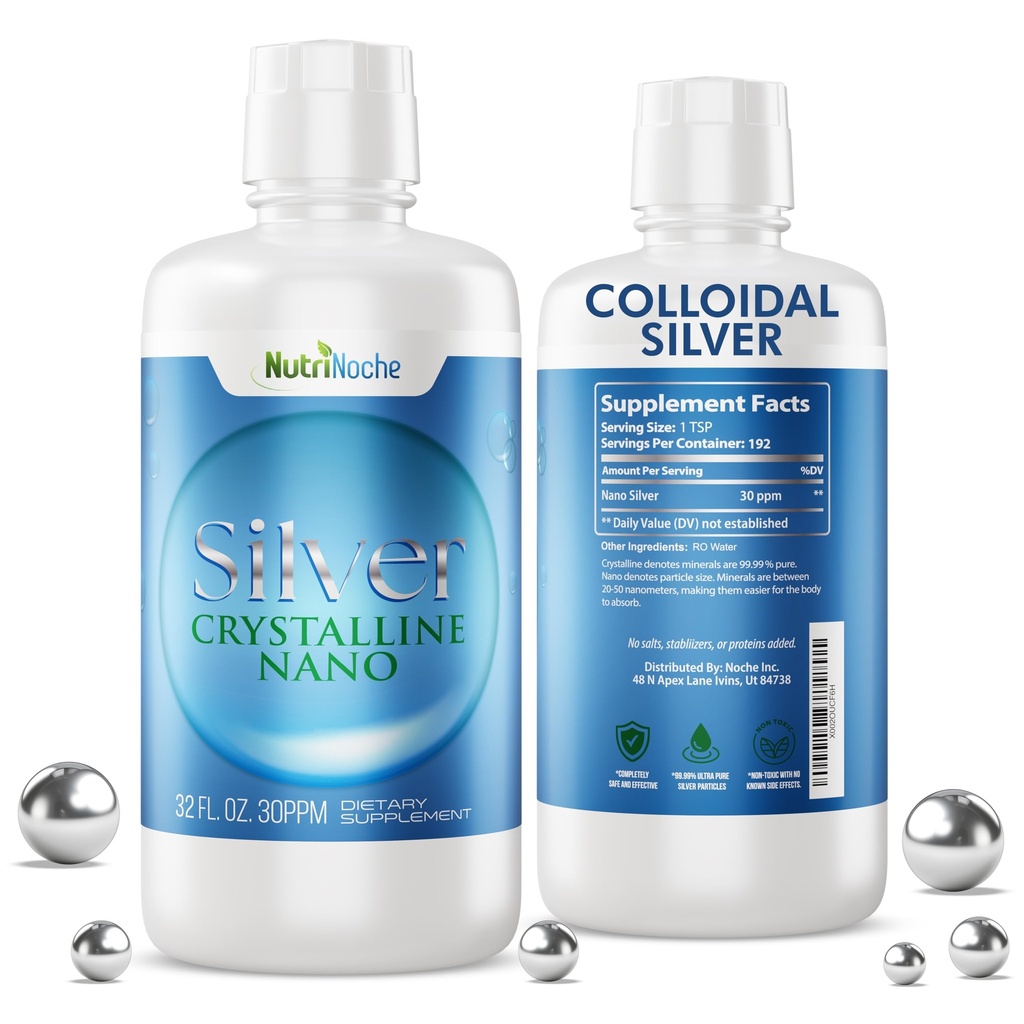 NutriNoche Colloïdale Silver Mineral Liquid Supplement - 30 ppm - 32 Ounces - Colloïdale mineralen