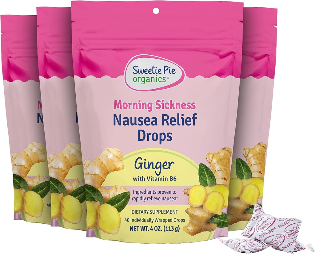 Sweetie Pie Organics® Morning ziekte Misselijkheid Relief Drops, Gember, 4 oz, 4 Pack