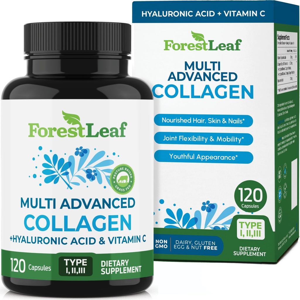 ForestLeaf Multi Collageen Pillen met Hyaluronzuur + Vitamine C 
