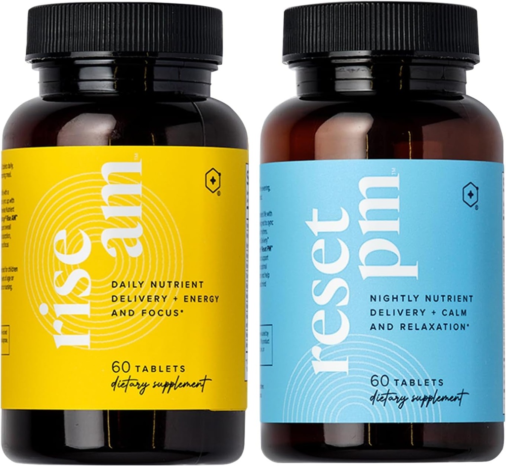 LifeVantage Rise AM & Reset PM System - Combinatie van Rise AM & Reset PM System, een Multivitamine voor mannen en vrouwen supplement levert vitaminen, mineralen en adaptogenen. - 60 tabletten per fles