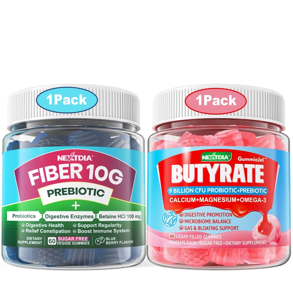Butyrate Gummies met Probiotic + Prebiotic + Postbiotic + Fiber Gummies voor volwassenen