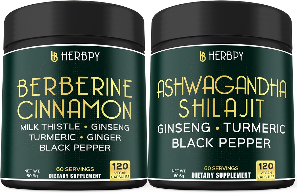Bundel 7in1 Berberine HCl & 5in1 Ashwagandha Shilajit Supplementen