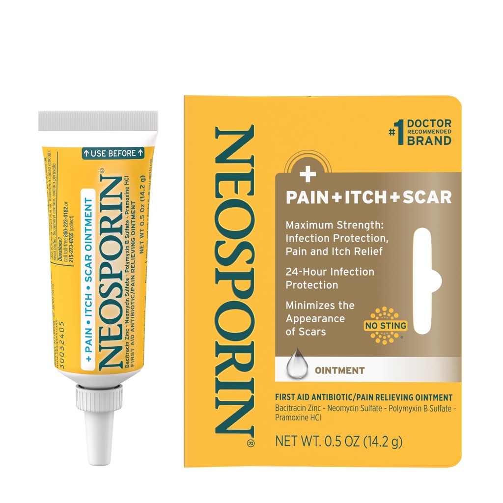 Neoclosporine Antibiotische pijnbestrijding, anti-Itch, & Scar Appearance Minimizer Zalf met Neomycine & Bacitracine Zink, 24-uurs infectiebescherming voor kleine sneeën, Scrapes & Burns,5 oz