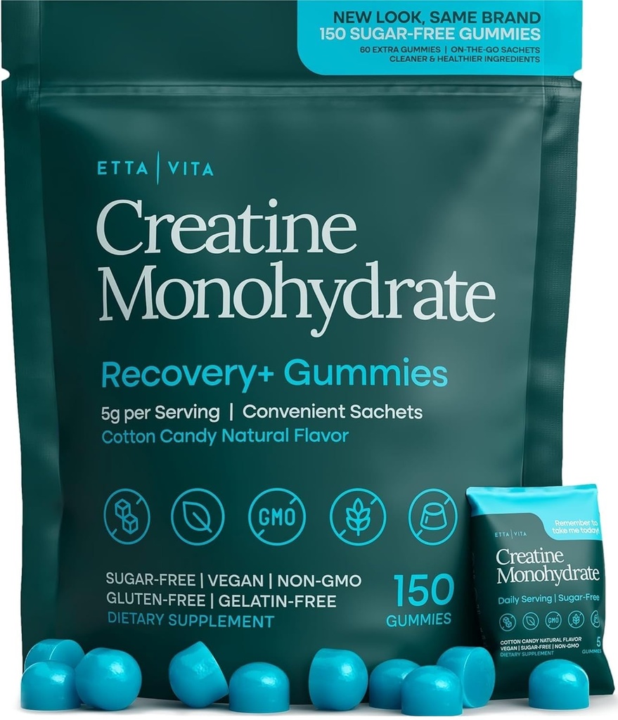 Suikervrije Creatine Monohydraat Gummies (5g per pakje) - Krachtige Creatine Gummies voor mannen en vrouwen, Supplement voor spierondersteuning, Cognitieve functie - Non-GMO, Glutenvrije, Mucuna Pruriens