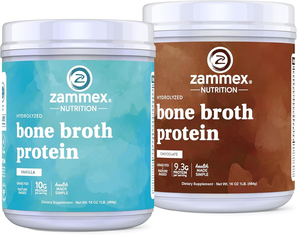 Zammex Bone Broth Proteïne Poeder, Chocolade + Vanilla Smaak