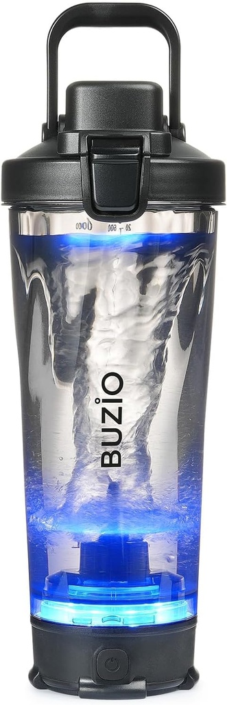 BUZIO Elektrische Proteïne Shaker Fles, 24 oz Shake Blender Fles, USB Oplaadbare Blender Flessen voor Proteïne Mixen Shaker Cups, Draagbare Grote Sport Waterflessen Gemaakt met Tritan, Zwart