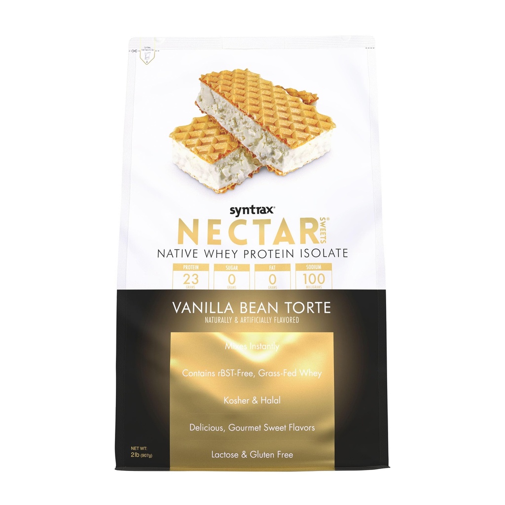 Syntrax Nutrition Nectar Sweets, 100% Wei Isolaat Proteïne Poeder, Vanille Bean Torte, 2 lbs