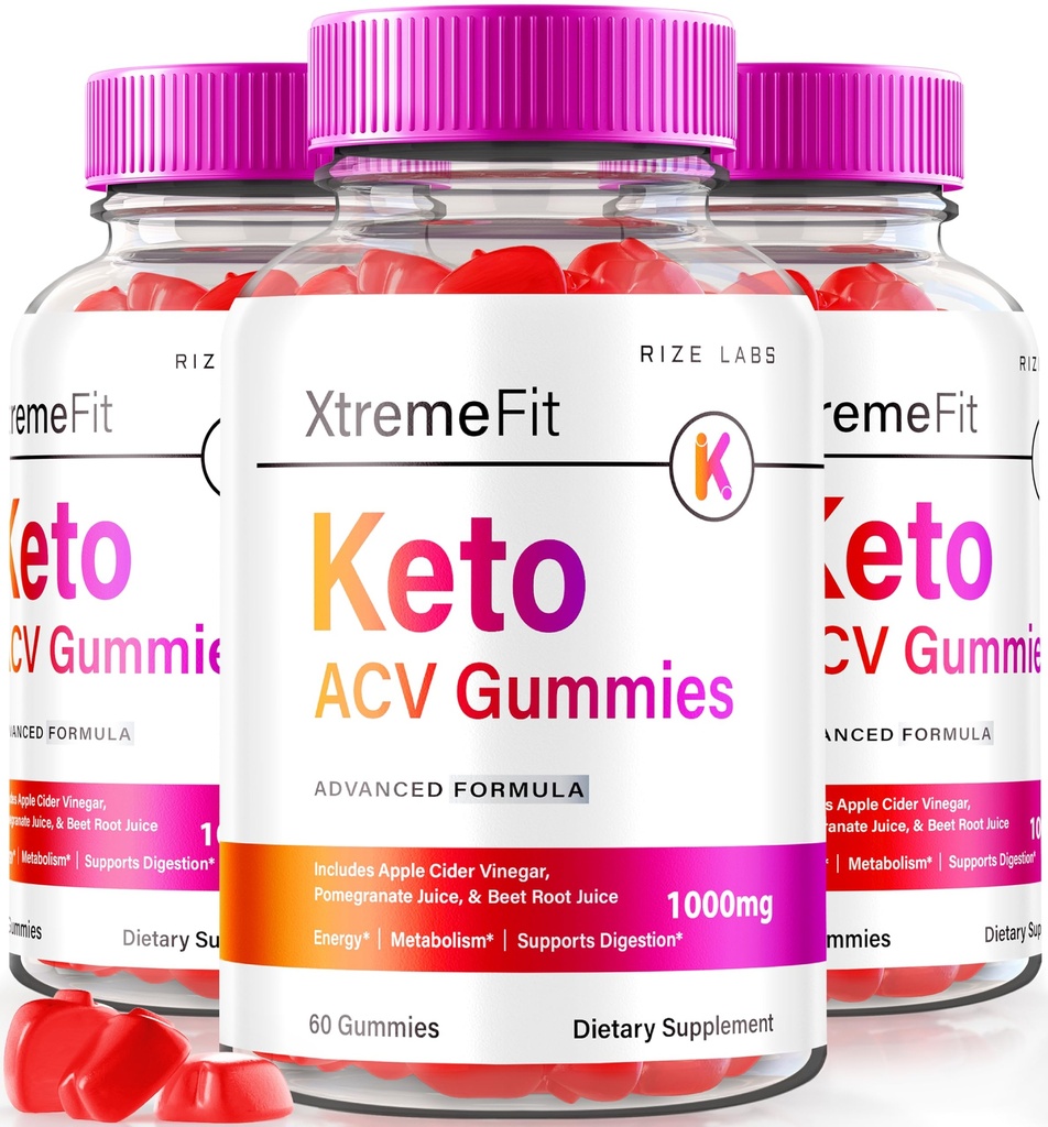 rize labs (Pack van 3 Xtreme Fit Keto ACV Gummies for Advanced Weight Loss, met Apple Cider Vinegar Supplement buik vet extra sterkte (180 Gummies)