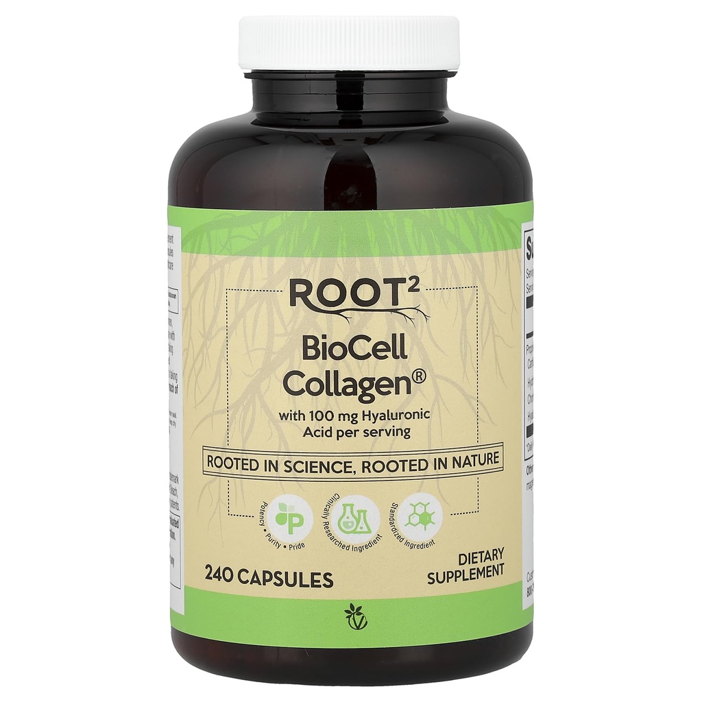 Vitacost ROOT2 BioCell Collageen met Hyaluronzuur -- 100 Milligram per portie - 240 capsules