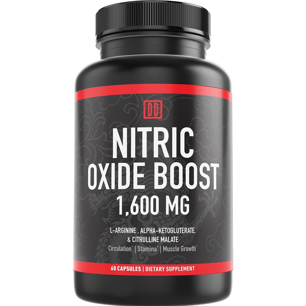 Nitric oxide Booster Supplement, 1600mg Extra sterkte L-Arginine, Citrulline Malate, en Alpha-Ketoglutaraat (60 Tel, 1 Fles)