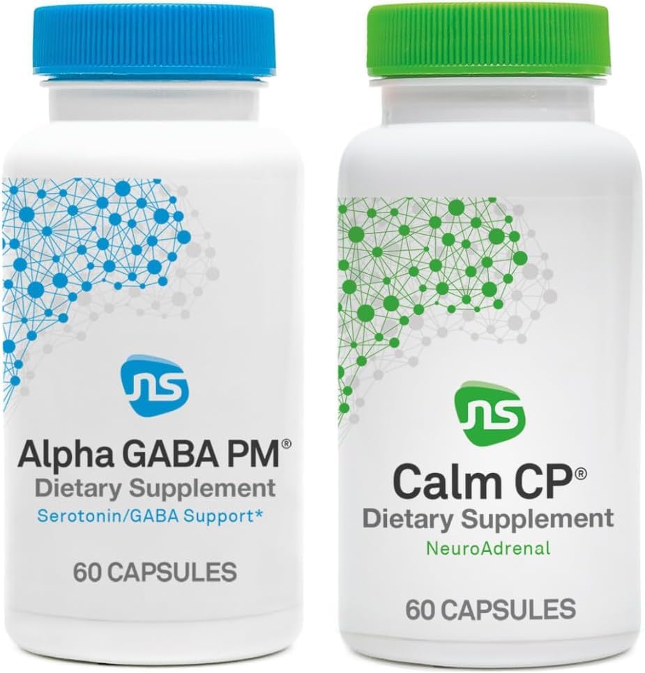 NeuroScience Stress Response & Sleep Set - Alpha GABA PM + Calm CP met Melatonine, L-theanine, Banaba Leaf & More (2 producten, 60 tellingen)