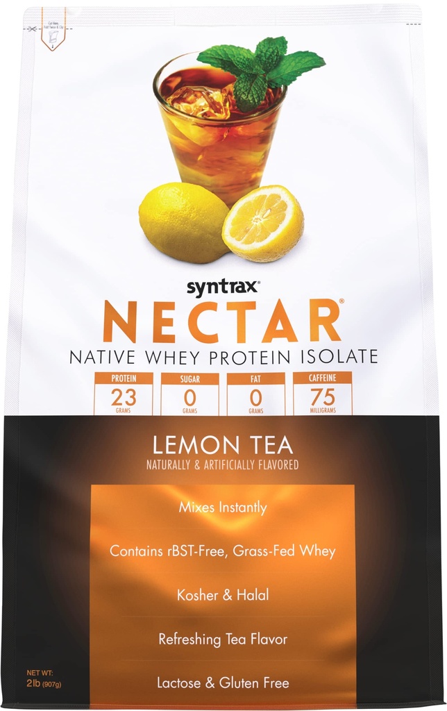 Syntrax Nutrition Nectar, 100% Wei Proteïne Isolaat Poeder, Verfrissende Fruitsmaak, Citroenthee, 2 lbs