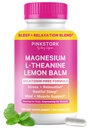 Roze Ooievaars Magnesium Glycinate, L-Theanine, Lemon Balm - Melatonine-vrij Magnesium voor slaapondersteuning - natuurlijke rust en ontspanning - 90 capsules