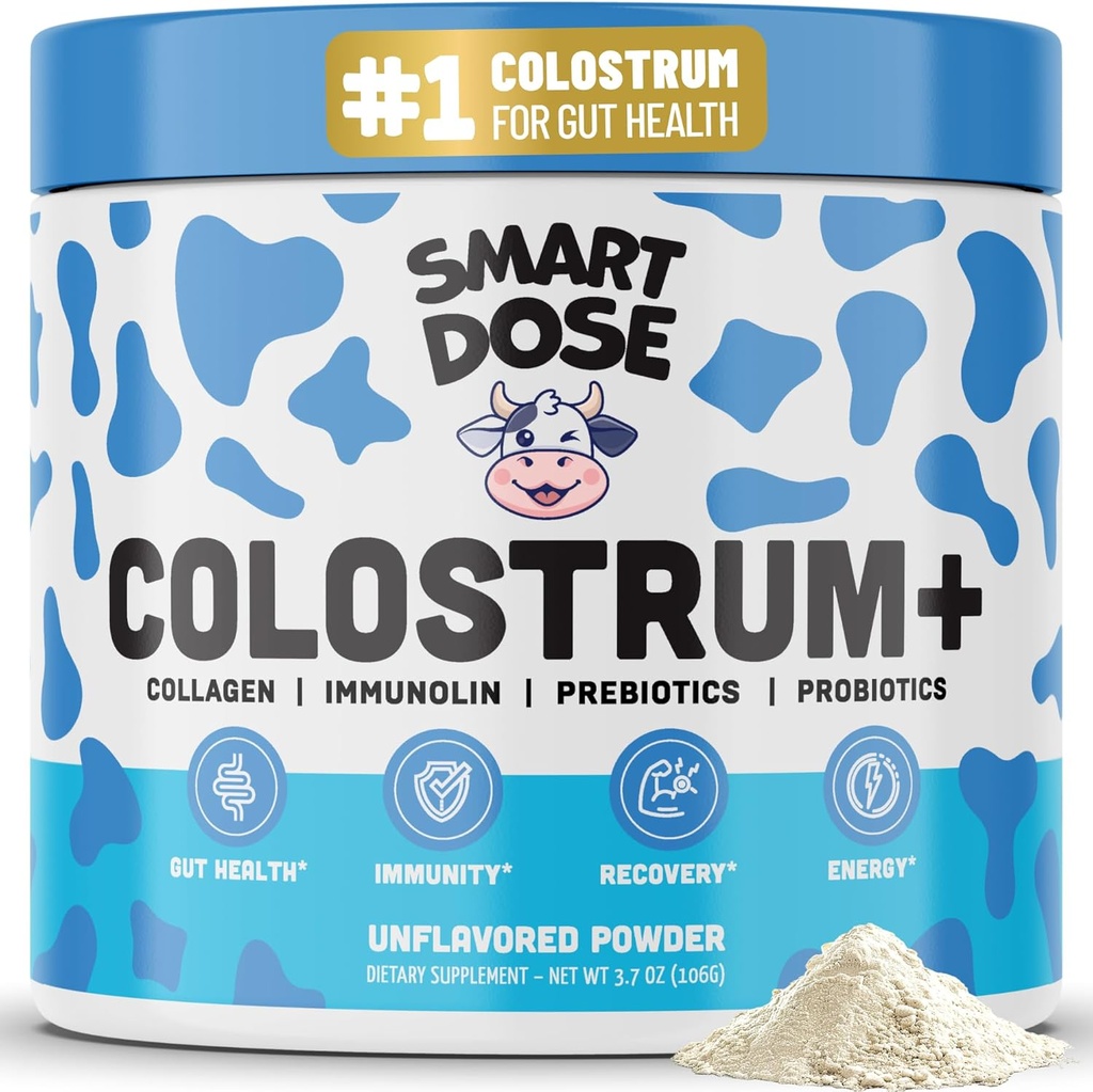 Bovine Colostrum+ Powder for Gut Health & Digestie - 12-in-1 Formula for Bloating, Immune Support & Energy - met 45% IgG ImmunoLin, Probiotica, Prebiotica, Collageen & L-Glutamine