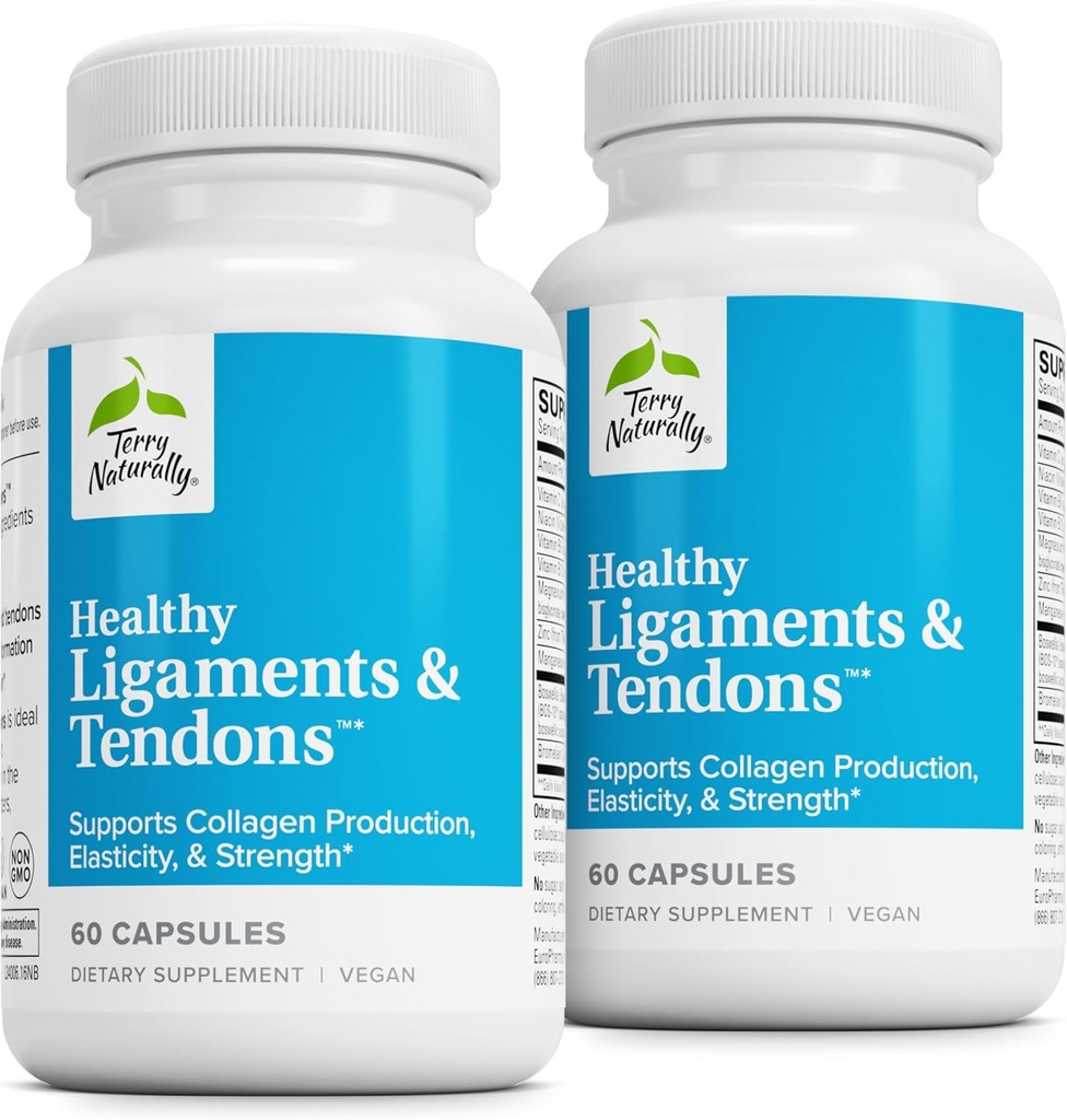 Terry Natuurlijk gezonde ligamenten & Tendons - Dieetsupplement voor Connective Tissue & Joint Smeermiddel Support - Niet-GMO-formule ter ondersteuning van ligament & Muscle Health - 60 capsules, 2 Pack