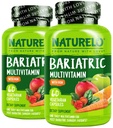 NATURELO Bariatrische Multivitamine - Een Dagelijkse met ijzer - Supplement voor Post Gastric Bypass Chirurgie Patiënten - Natuurlijke Whole Food Nutrition - 60 Veggie Capsules (verpakking van 2)