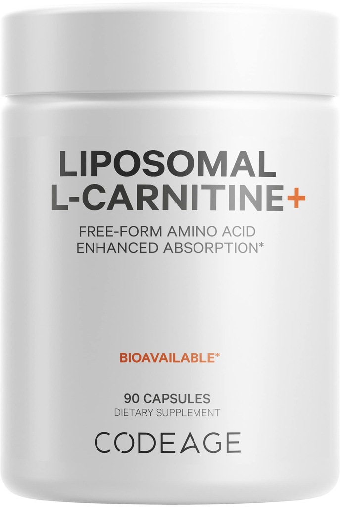 Codeage Liposomale L-Carnitine+ Supplement - 500 mg L-Carnitine L-Tartraat per portie - Vrij-Form Aminozuur - Carnitine - Liposomale Levering - Veganistisch, niet-GMO, Glutenvrij - 90 Capsules