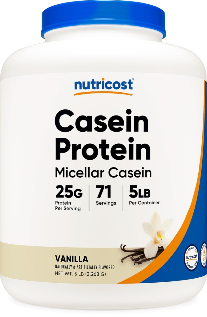 Nutricost Caseïne Proteïne Poeder 5lb Vanille - Micellar Caseïne, Glutenvrij, Non-GMO
