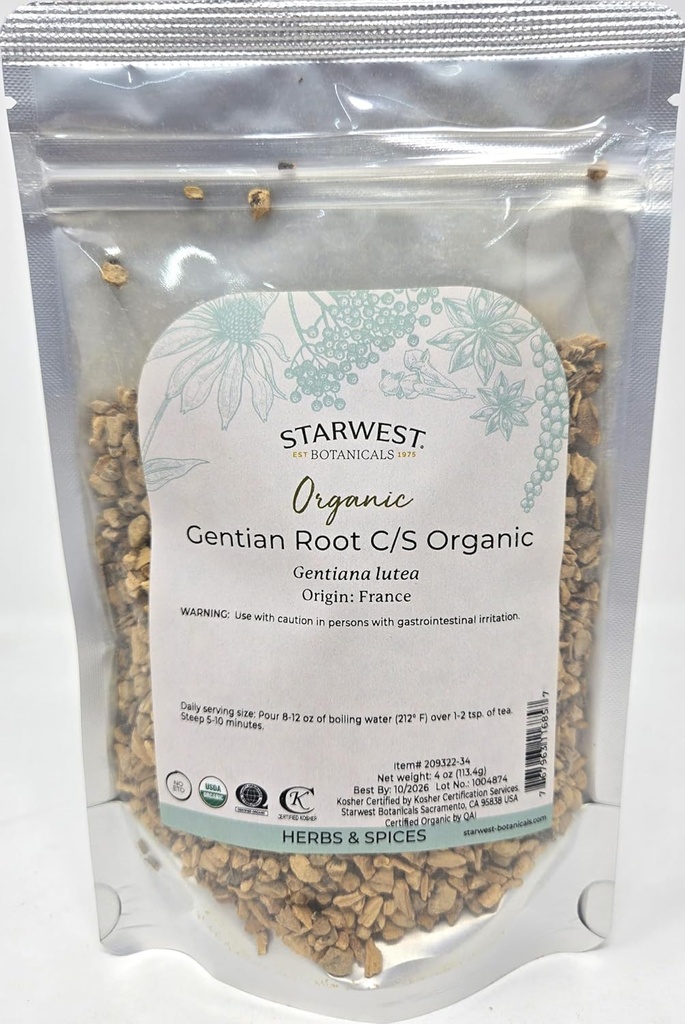 Starwest Botanicals Biologische Gentiaanwortel C/S, 4 Ounces