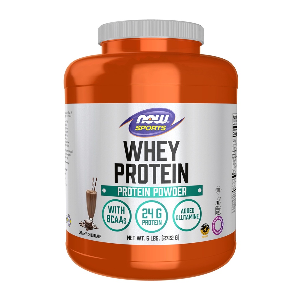 NOW Foods Sports Nutrition, Wei Proteïne, 24 g met BCAA's, Romig Chocoladepoeder, 6-Pond