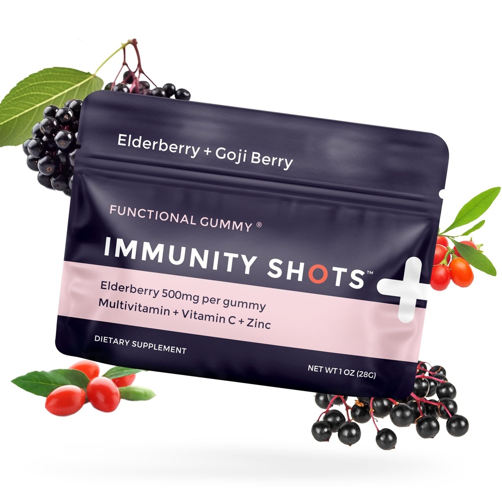 SGC Immunity Shots - Vlierbes en Goji Berry 500mg Multivitamine Gummies (12-Packs, 4 Per Pack) Immunity System Support Supplement, Veganistisch, Glutenvrij, Plant-Based, Made in USA