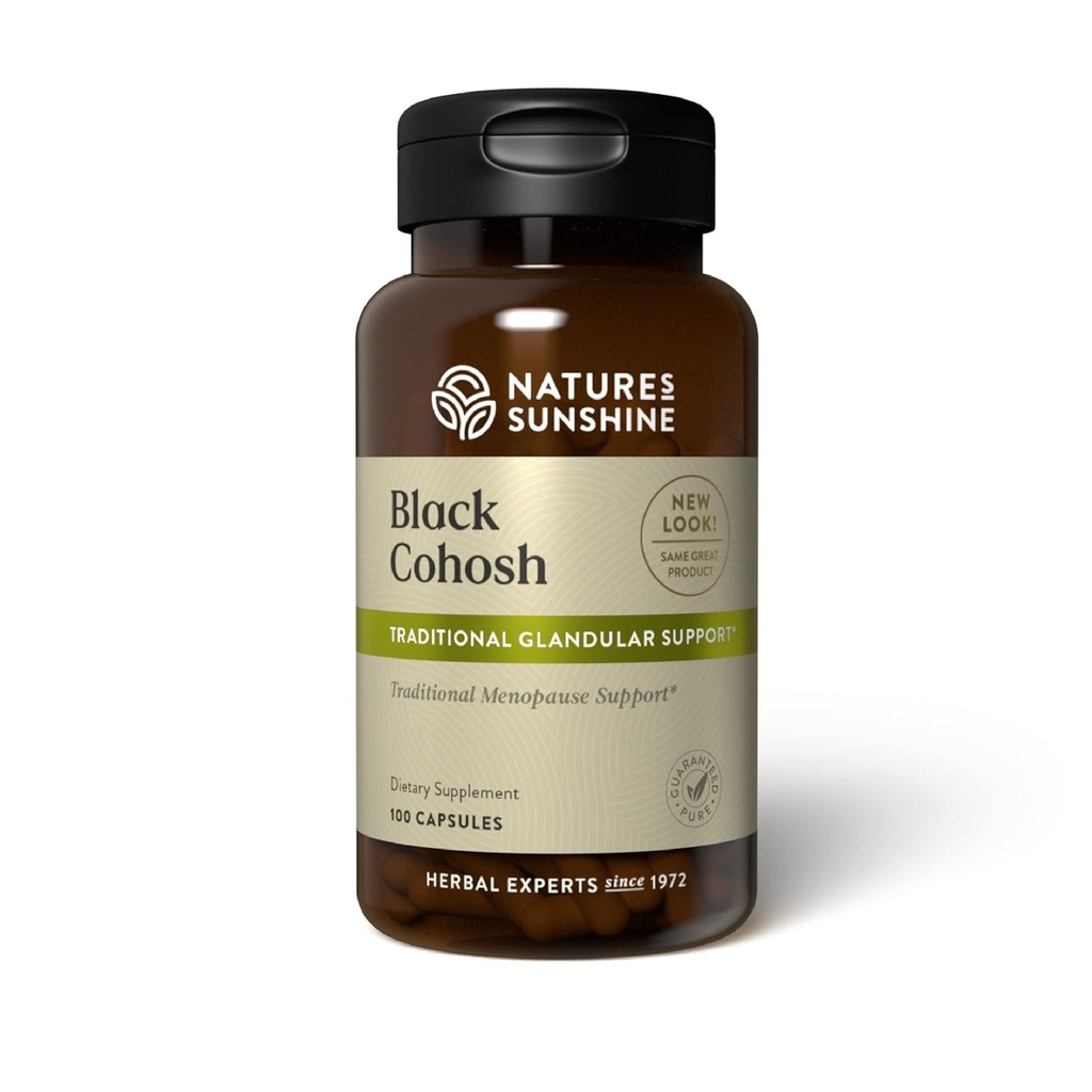 Nature's Sunshine Black Cohosh, 100 Capsules, Ondersteunt het vrouwelijke glandular systeem, helpt reproductieve gezondheid, en bevordert evenwichtige hormonen niveaus