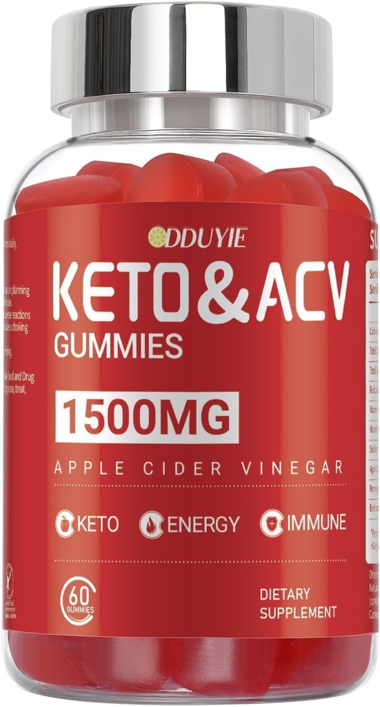 Keto ACV Gummies, Apple Cider Vinegar & Vitamin B12 B6 - voor mannen en vrouwen - 60 Tel.