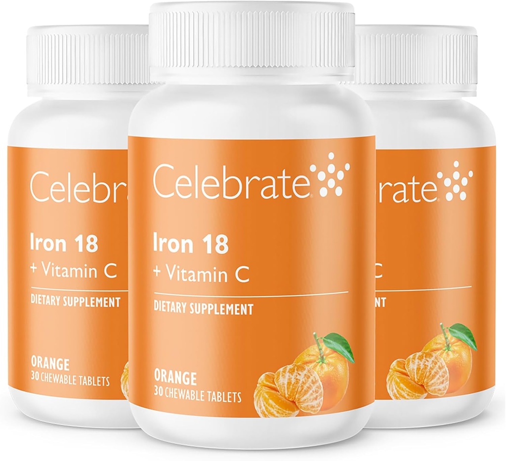 Vier vitamines ijzersupplement met vitamine C - 18mg ijzer, 36mg vitamine C, bariatrische vitamines voor WLS-patiënten, verticale sleeve & Gastric Bypass Chirurgie, 90 kauwtabletten