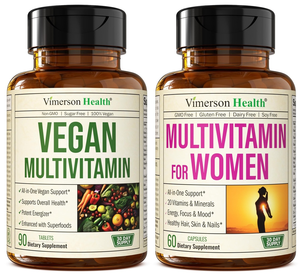 Vimerson Health Vegan Multivitaminen voor veganisten en vegetariërs en multivitaminen voor vrouwen