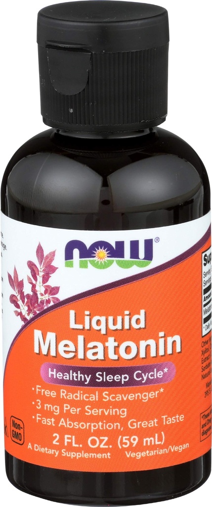 NU voedingssupplementen, vloeibare melatonine, 3 mg per portie, snelle absorptie en grote smaak, 2-once