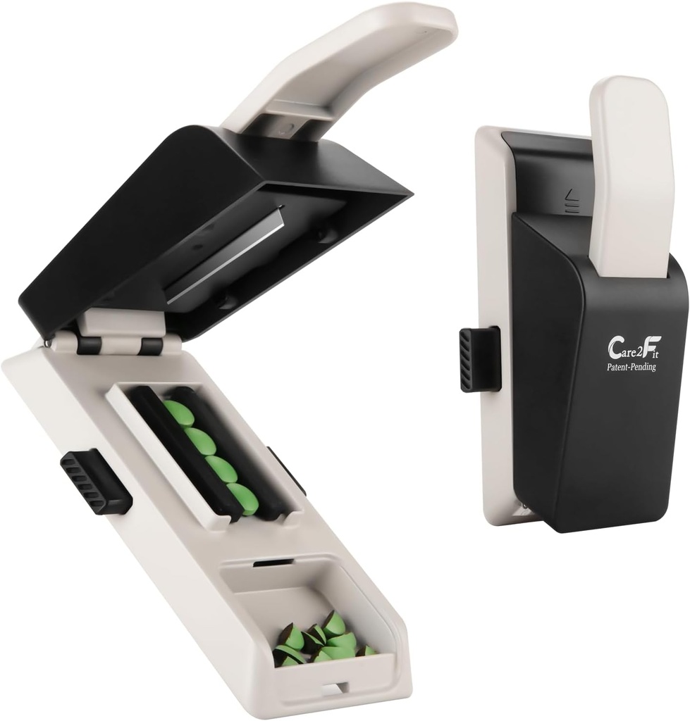 Auto Centering Pill Cutter Device, Pill Splitter Gemaakt van de Luchtvaart Aluminium Legering met 402 Stainless Blade, Anti Cut Design, Ergonomische Operation Control,Ontworpen in de VS (Witte)