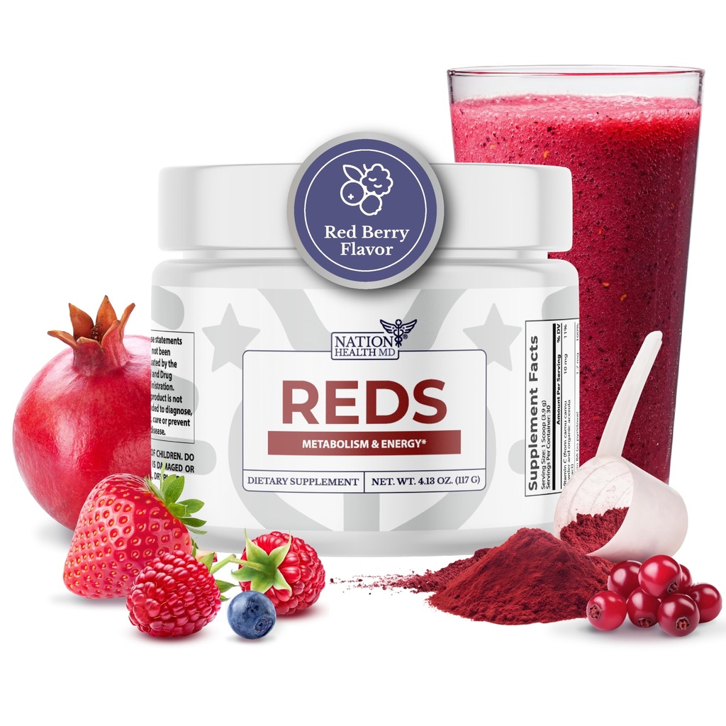 Reds - Super Reds Powder with 39 Superfoods, Antioxidant-Rich Red Powder Superfood, Probiotica & Digestieve Enzymen for Energy, Metabolisme & Gut Health - Red Berry Flavor