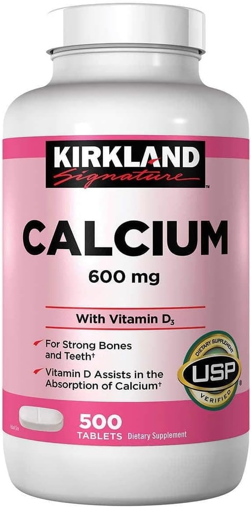 Kirkland Handtekening Calcium, 600 mg+D3, 500-Count Tablets