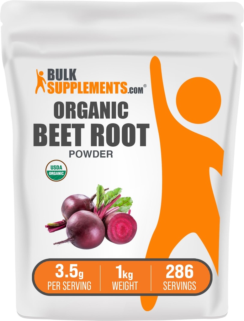 BulkSupplements.com Biologische Beetwortelpoeder - Superfood Supplement, Beetwortelsupplementen - Veganistisch en glutenvrij, 3,5 g per portie, 1kg (2,2 lbs) (verpakking van 1)