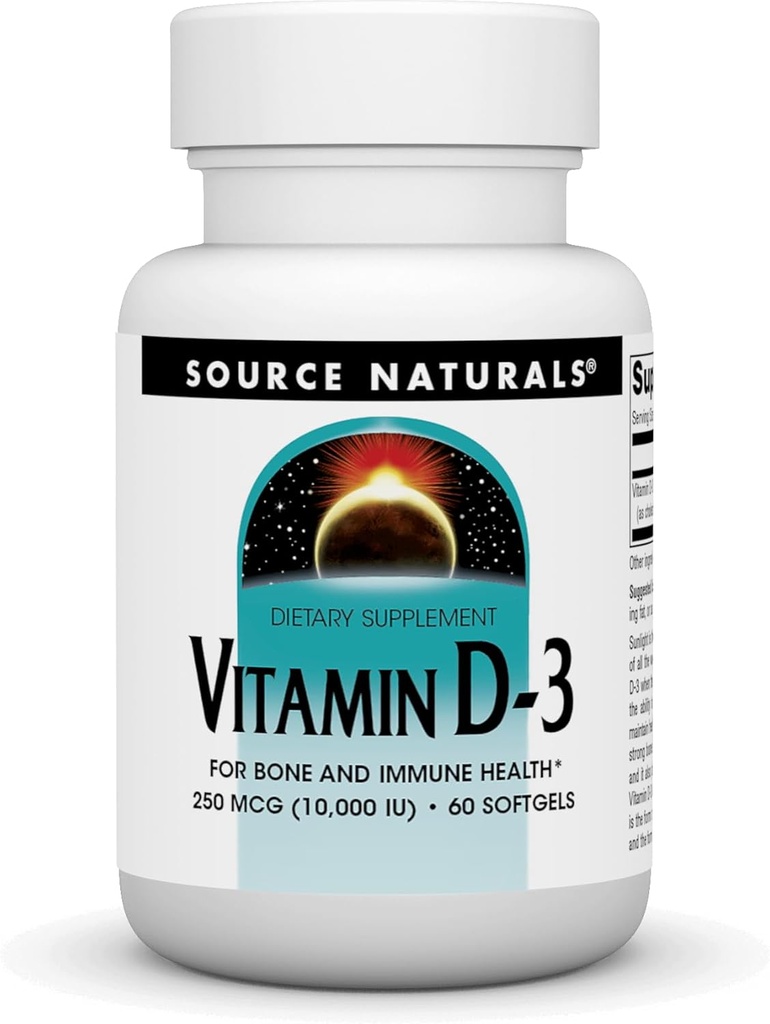 Bron Naturals Vitamine D-3, ondersteunt Bone & Immune Health*, 250 mcg (10.000 IE) - 60 Softgels