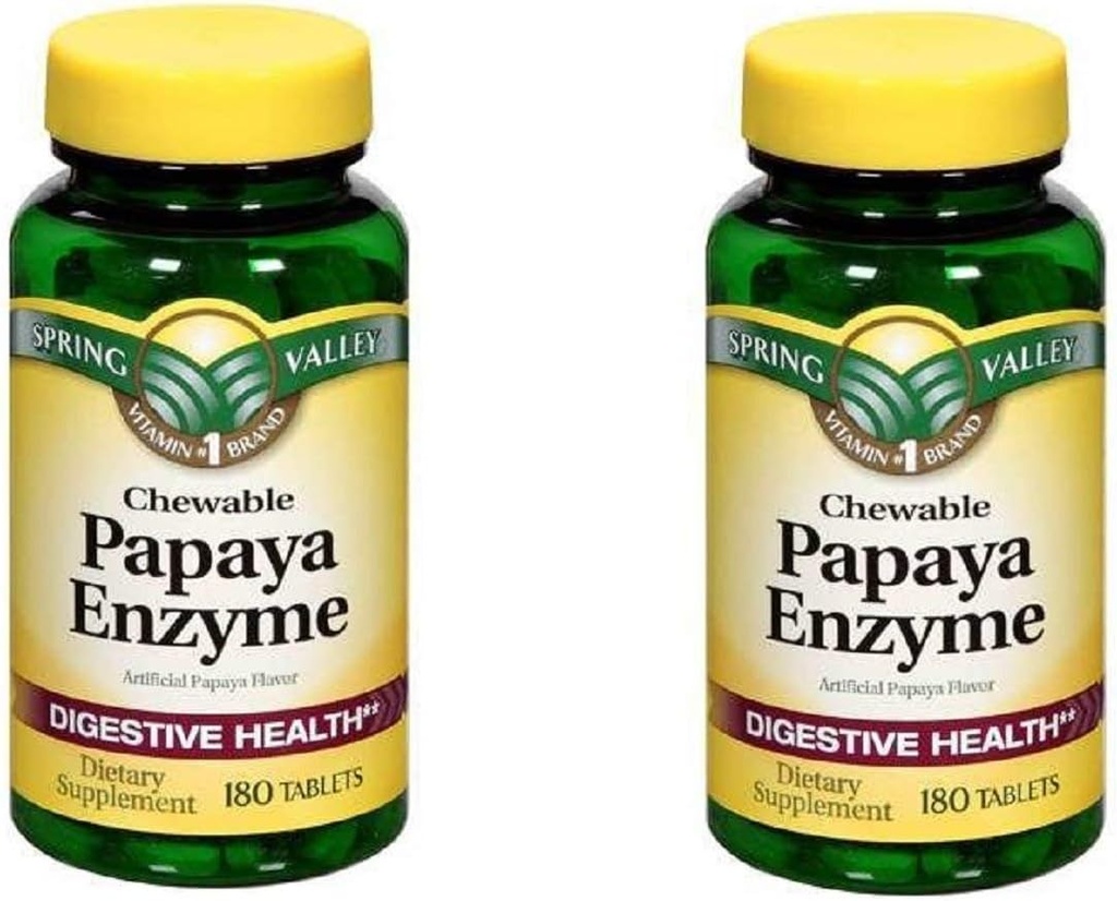 Spring Valley Papaya Enzyme, 180 Kauwtabletten (2 verpakkingen)