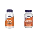Nu Supplementen, NAC (N-Acetyl Cysteine) 600 mg met Selenium & Molybdeen, 100 Veg Capsules & Now Quercetin met Bromelain - 60 Veg Capsules