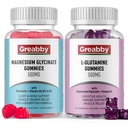 L Glutamine Gummies & Magnesium Glycinate Gummies, Muscle Relief & Joint Support, Vegan & Organic, Non-GMO