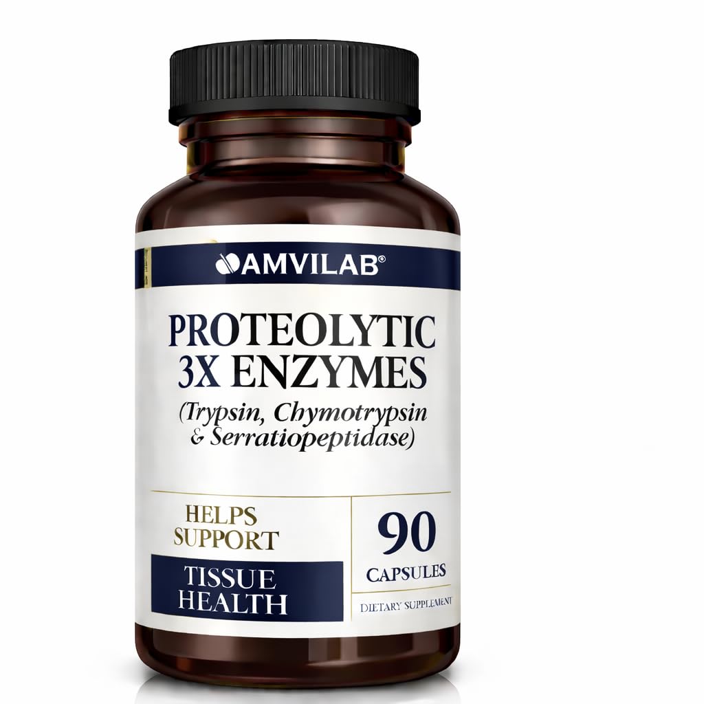 Proteolytische enzymen 3X - Trypsine, chymotrypsine & Serrapeptidase - Vermindert Edema & Irritatie van weefselletsel - Ondersteunt lichaamswelzijn en herstel - Dieetsupplement - 90 capsules